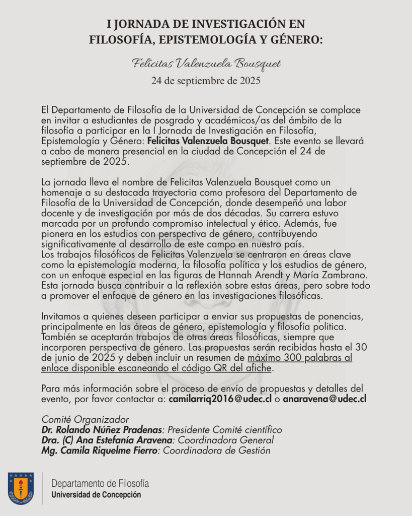 I Jornada de Investigación en Filosofía, Epistemología y Género Felicitas Valenzuela Bousquet-2
