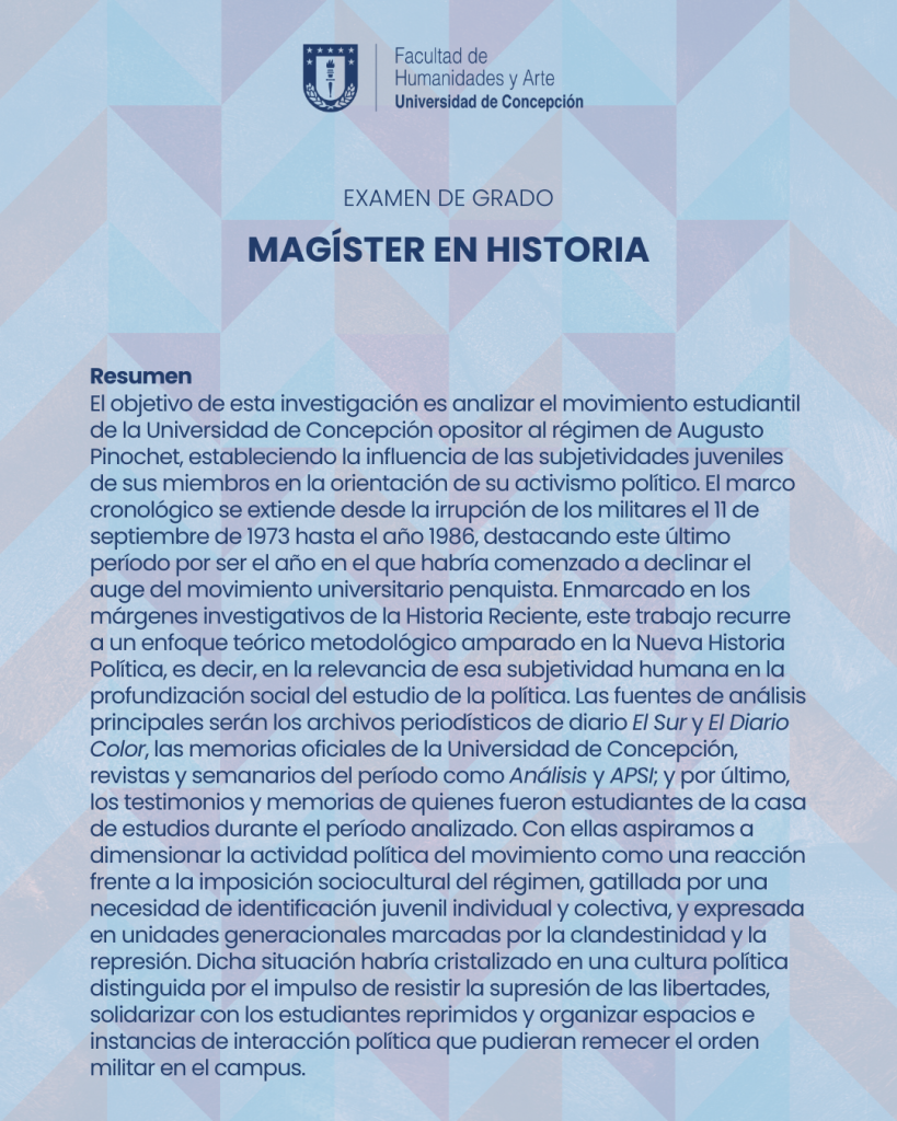 El movimiento estudiantil en la Universidad de Concepción durante la dictadura militar. Juventudes, generaciones y cultura política en un campus intervenido, 1973-19862