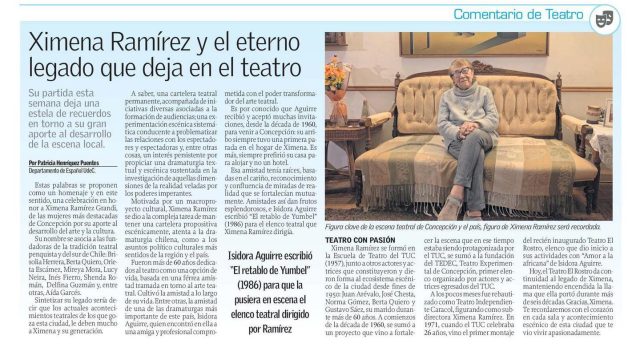 Comentario de Teatro_Ximena Ramírez y el eterno legado que deja en el teatro